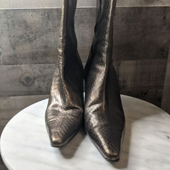Cole Haan Metallic Snakeskin Boots 9B - Picture 5 of 11